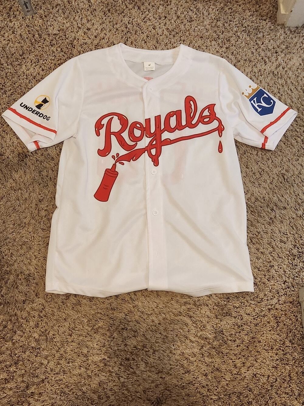 Kansas City Royals MLB Hot Dog Derby Ketchup 00 Jersey Stadium Giveaway Adult M